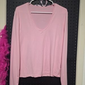 SHEIN Pink Fitted Long Sleeve Blouse